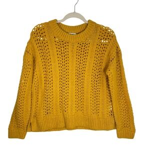 Madewell Windemere Marled Pullover Sweater Women's M Yellow Knit Open Weave Cozy